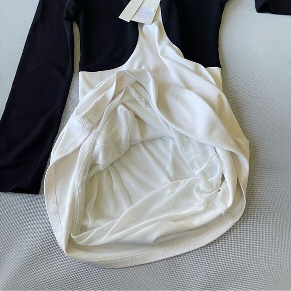 NWT YOANA BARASCHI Black & White Color-block Long Sleeve Dress Size Medium - Picture 3 of 9